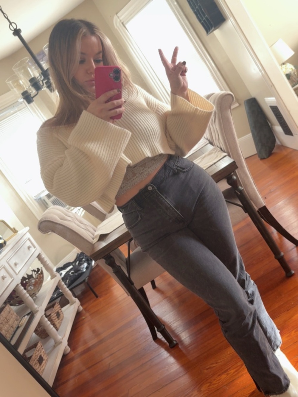 Cropped Cream Ribbed Sweater - Cozy Vibes